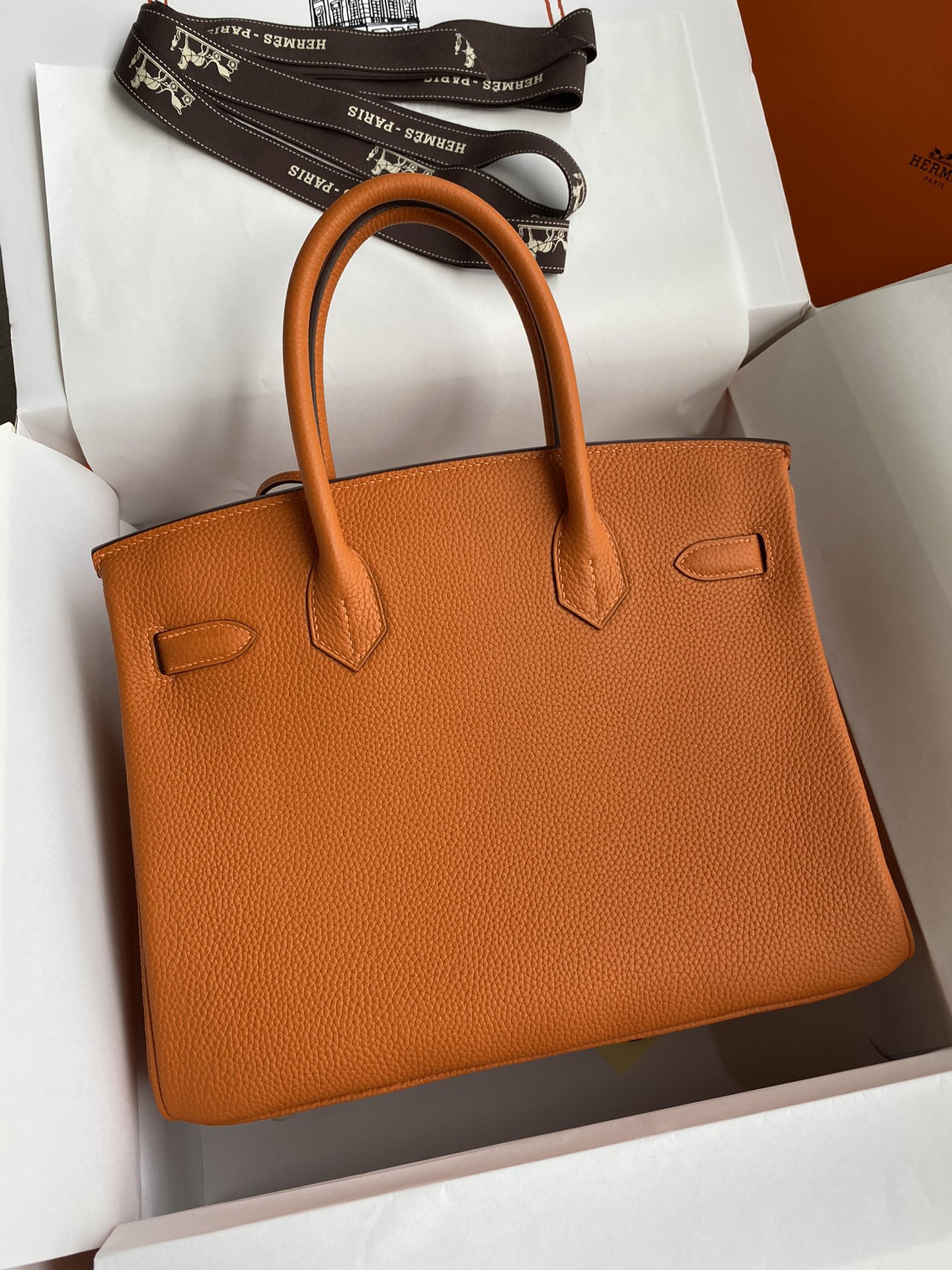 Hermes Birkin 30CM Togo Leather Handbag Orange